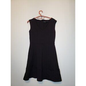 Cynthia Rowley Womens 8 Dress Fit and Flare Black V Neck Sleeveless Stretch